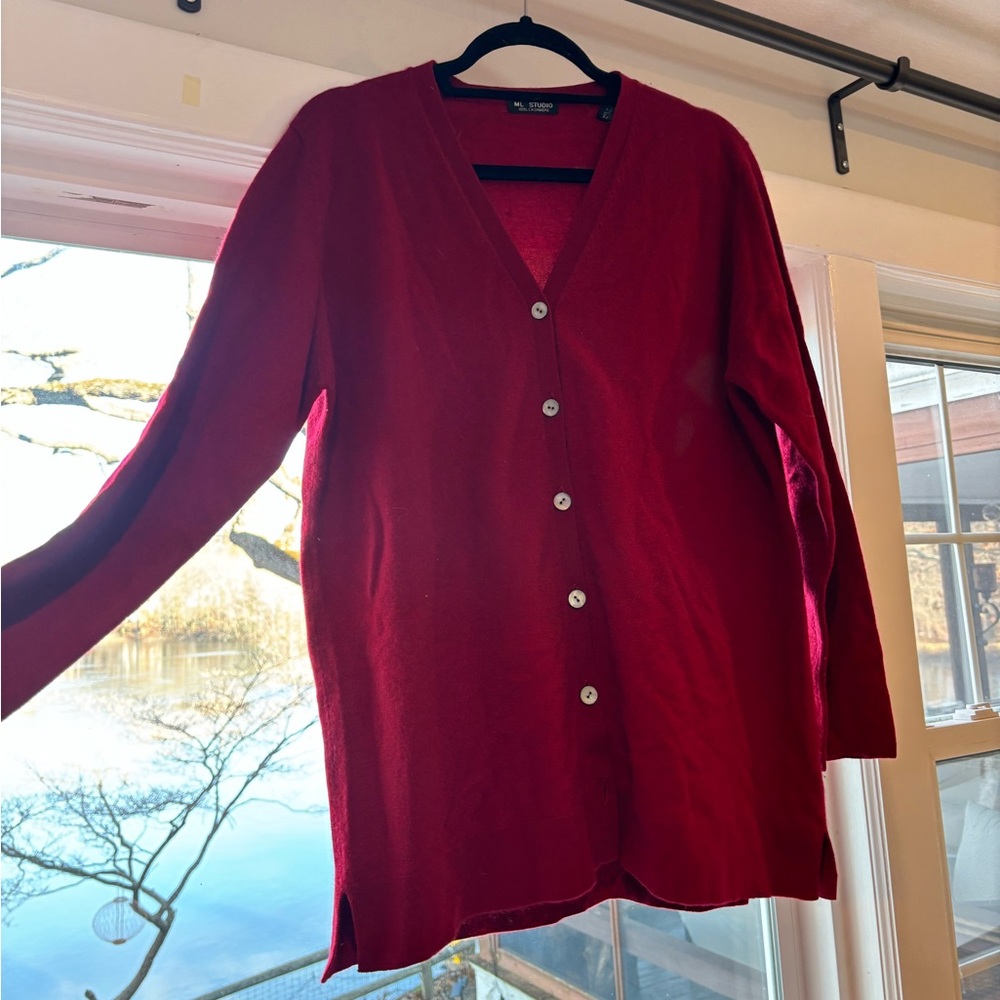 ML Studio 100% cashmere cardigan, size large